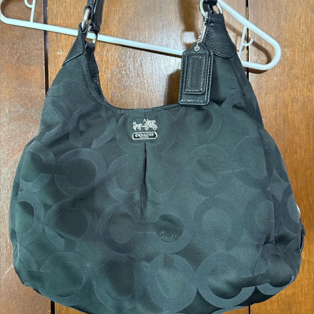 Vintage Coach Black Signature Shoulder Bag